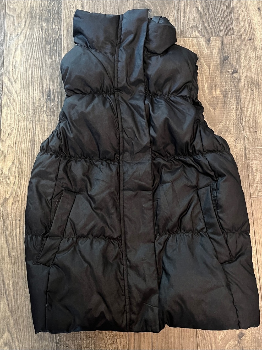 GAP Black Down Puffer Vest Hooded Full Zip S